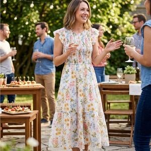 🆕 Boho Chic Smocked Tiered Floral Sun Dress by By the River, Size S $5shipped